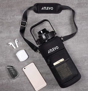 Drinking bottle with cell phone holder